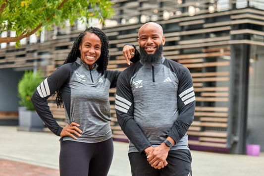 Unisex 3 Stripe 1/4 Zip - Grey/ Black
