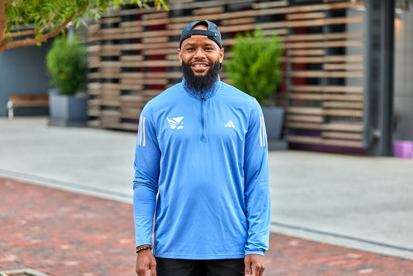 Men's Own the Run B Half Zip - Blue Fusion