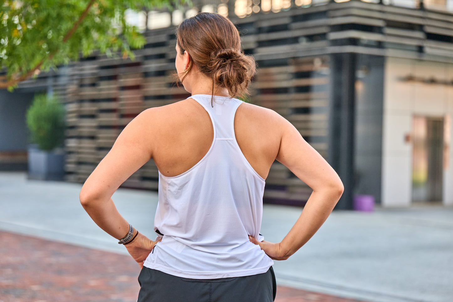 Women's Own the Run B Tank - White