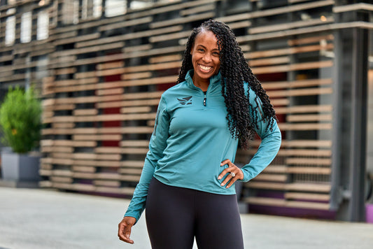 Women's Own the Run B Half Zip - Preloved Teal