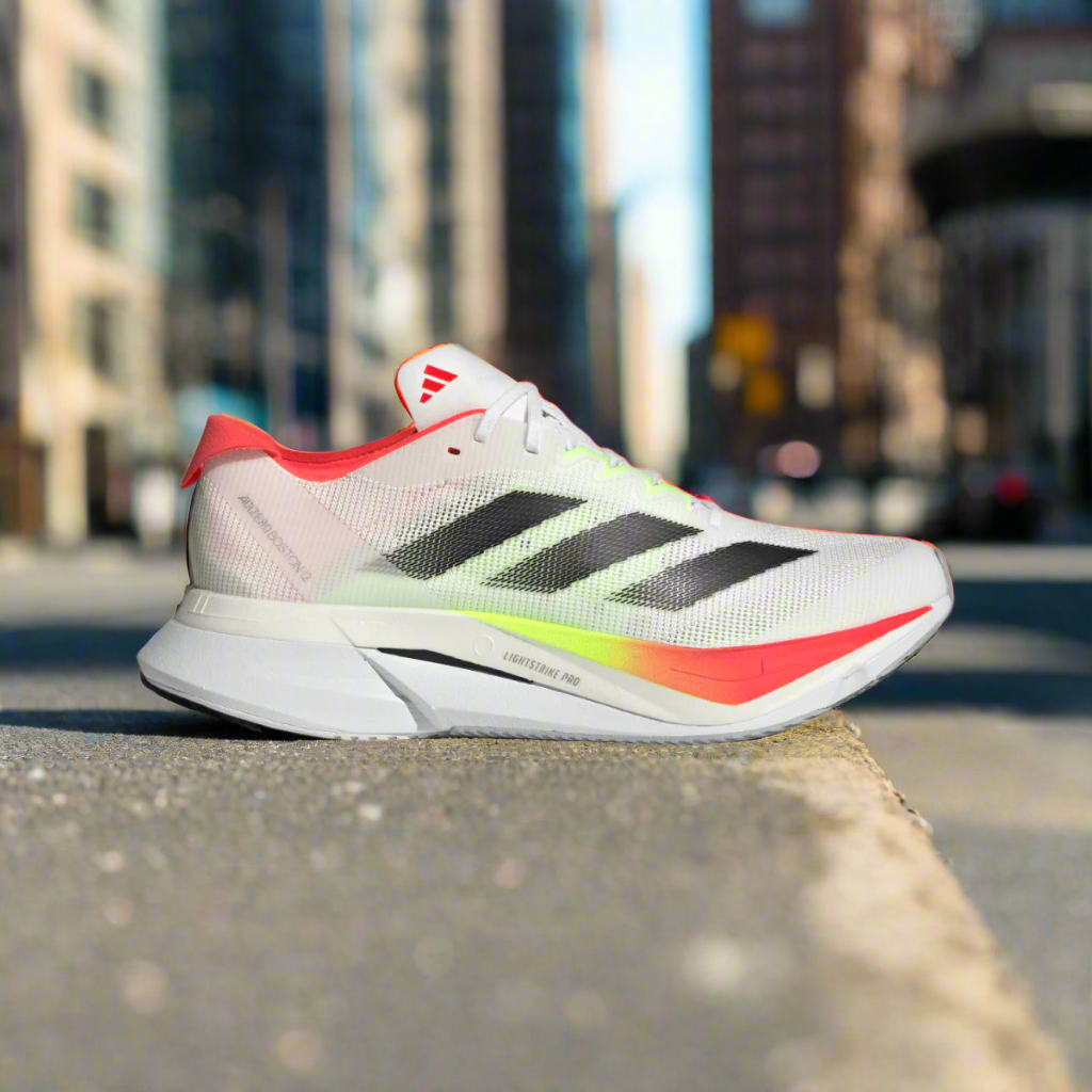 Adizero Boston 12 - Women's - Cloud White/ Lucid Red