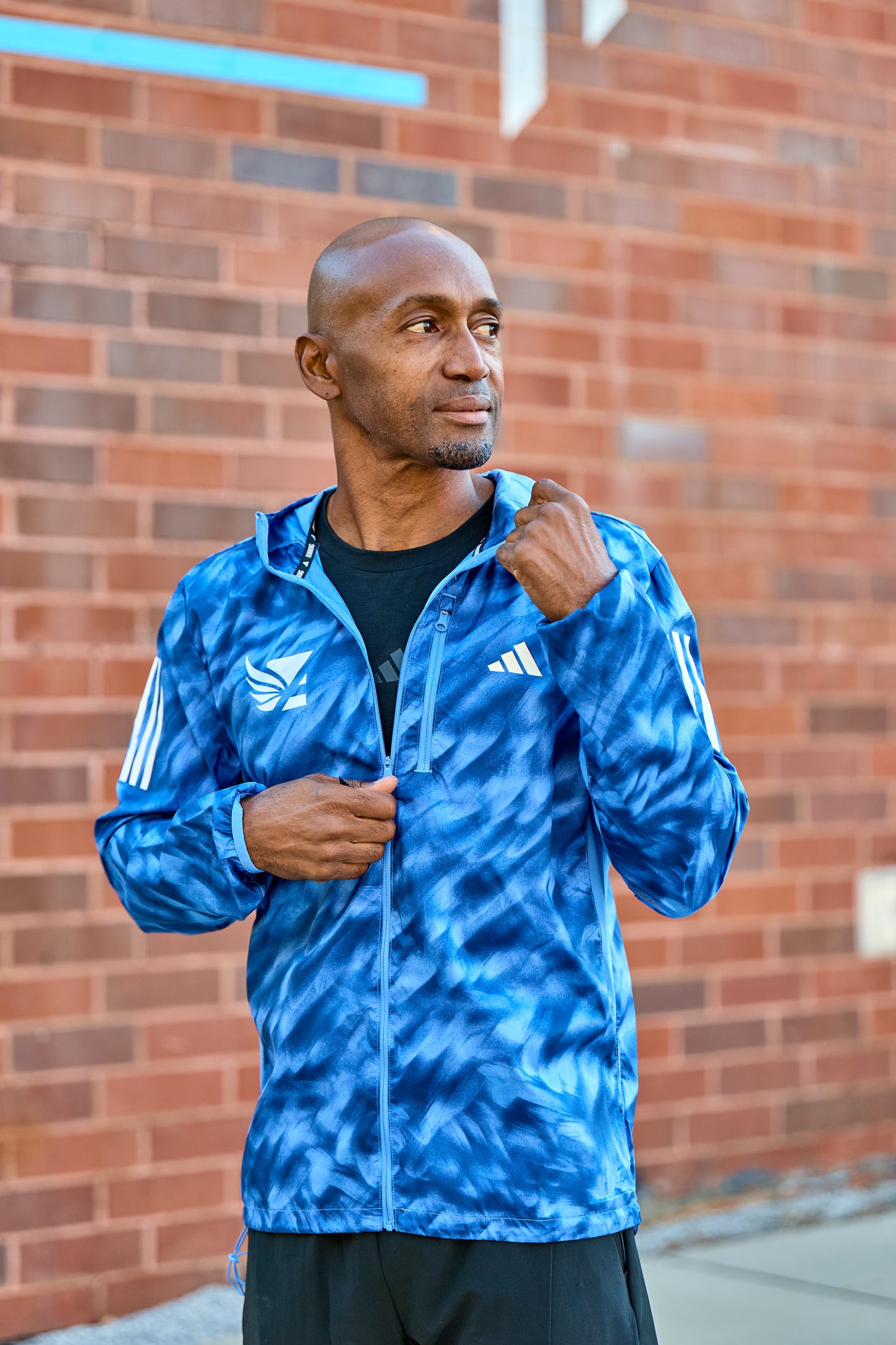 Men's Own The Run JKT - AOP Blue Fushion