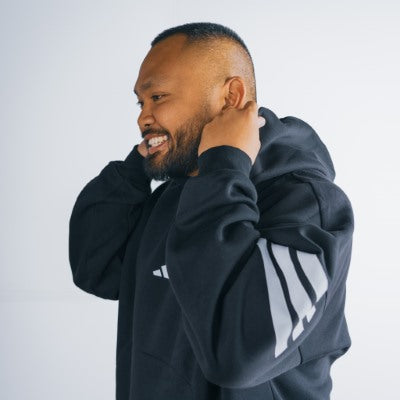 Men's - Black - Fleece Hooded Sweatshirt
