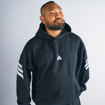 Men's - Black - Fleece Hooded Sweatshirt