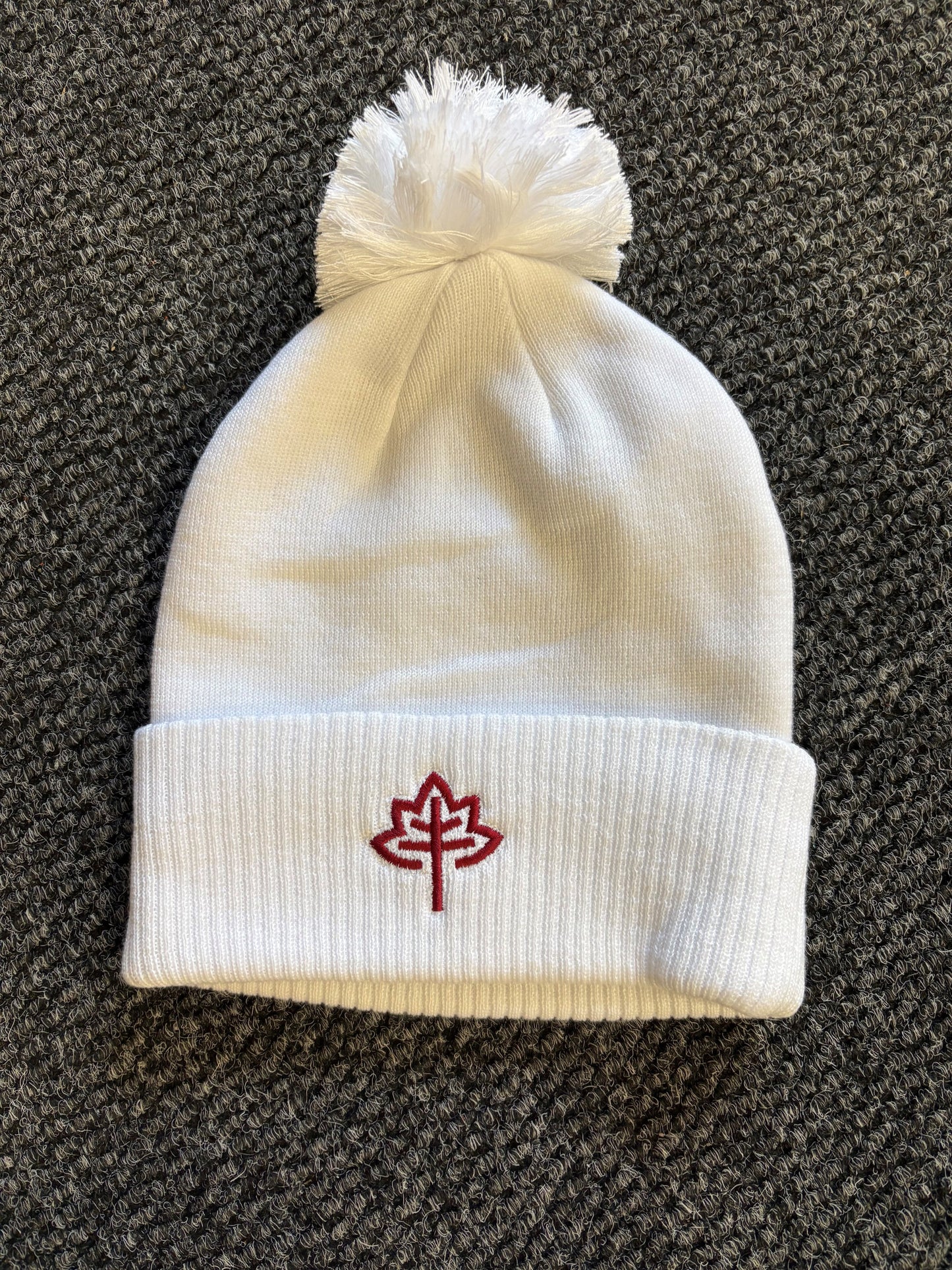 adidas White Cuffed Pom Pom Beanie - Thanksgiving